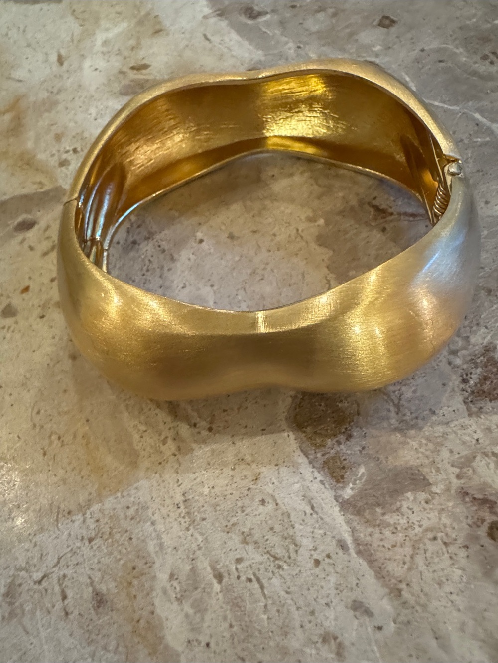 Matte Gold Sculpted Wave Bangle Bracelet
